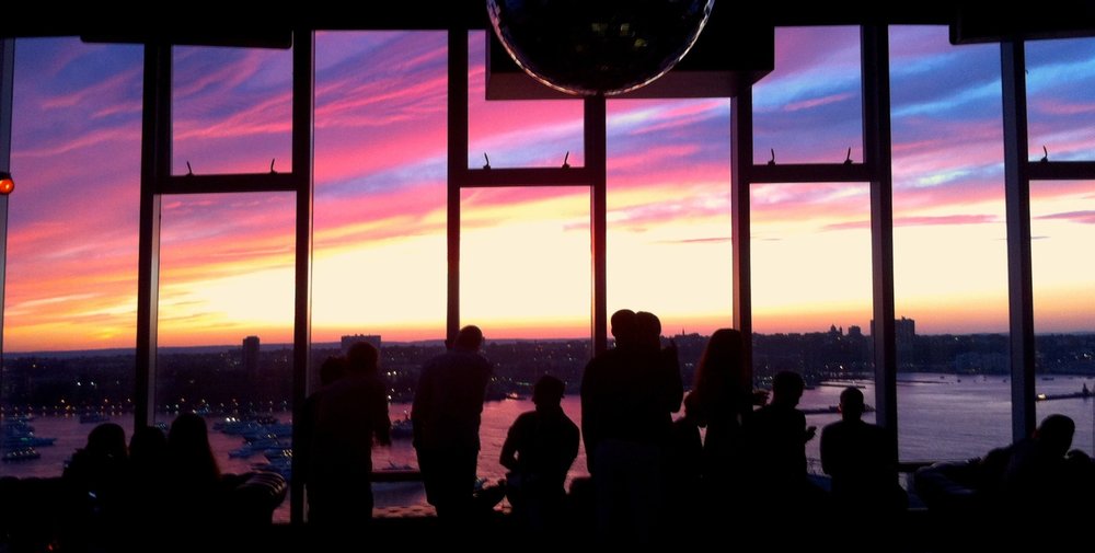 Le Bain at sunset